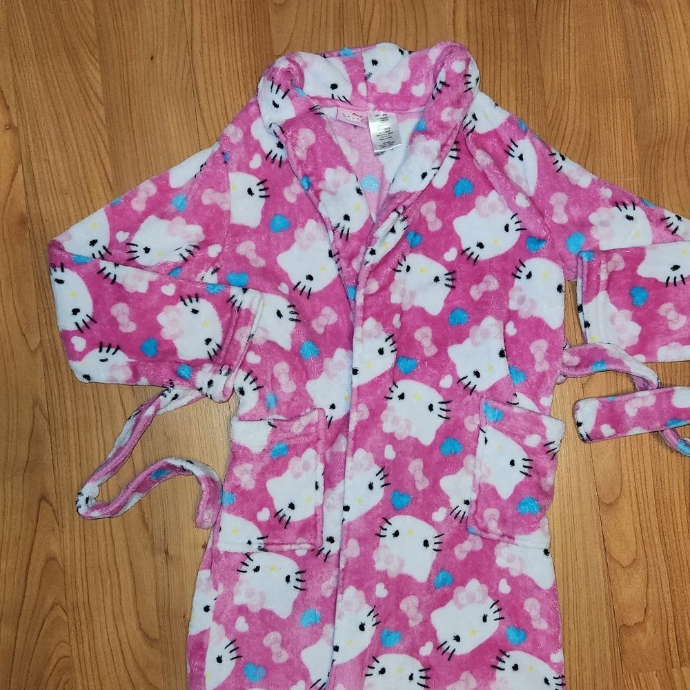 HELLO KITTY by Sanrio, Girls Soft Fleece Pink Robe, Size 10/12 EUC - Picture 3 of 8